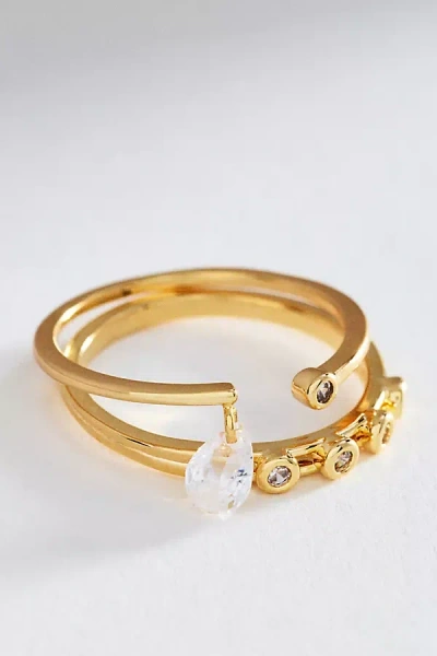 Anthropologie Stacked Adjustable Rings, Set Of 2 In Gold