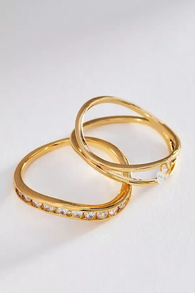 Anthropologie Stacked Adjustable Wavy Rings, Set Of 2 In Gold