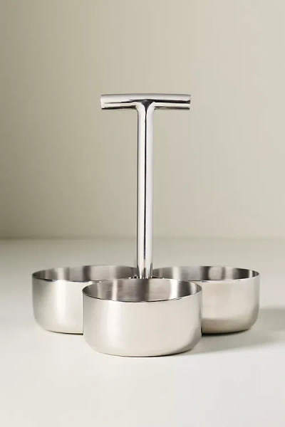Anthropologie Stainless Steel Triple Nut Bowl In Gray