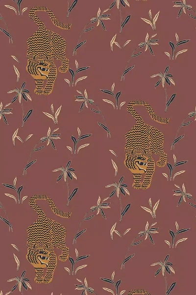 Anthropologie Stalking Tiger Traditional Wallpaper In Brown