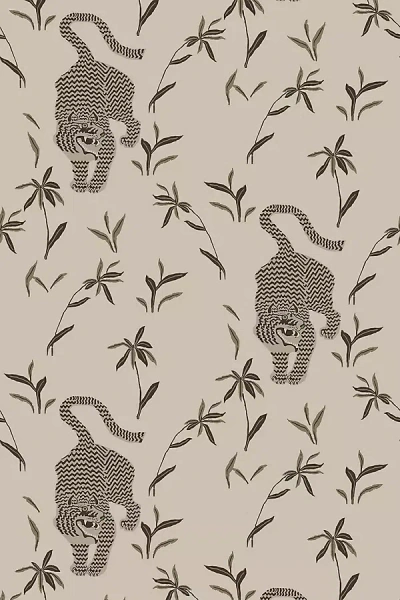 Anthropologie Stalking Tiger Traditional Wallpaper In Neutral