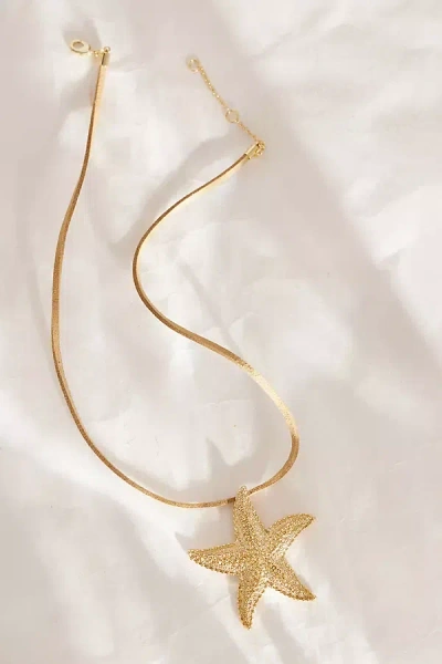 Anthropologie Starfish Cord Necklace In Gold