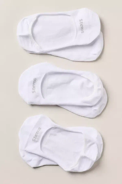 Anthropologie Stems Step Socks, Set Of 3 In White