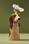 Anthropologie Beagle Stoneware Dog Vase In Multi