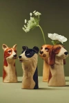 Anthropologie Stoneware Dog Vase In Multi