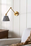Anthropologie Stork Ruched Shade Metal Articulating Wall Sconce In Gold