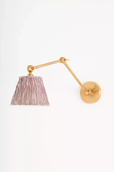 Anthropologie Stork Ruched Shade Metal Articulating Wall Sconce In Gold