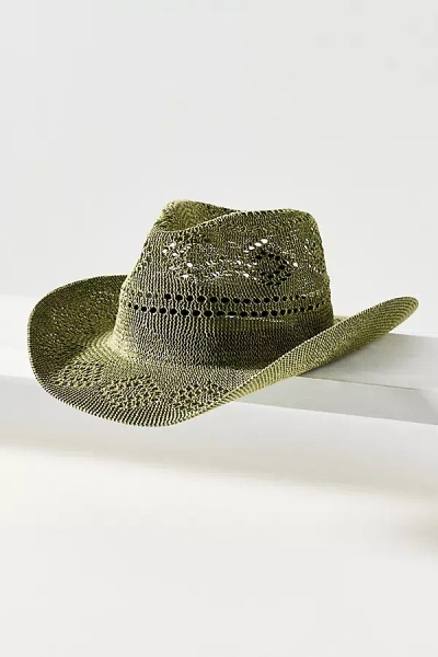 Anthropologie Straw Rancher Hat In Green