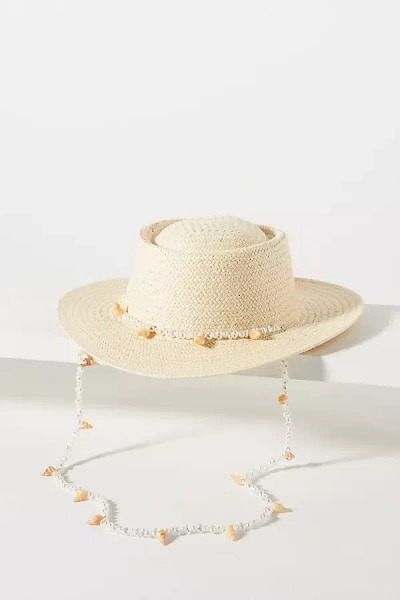 Anthropologie Straw Shell Boater In Neutral