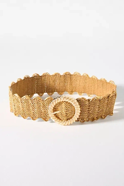 Anthropologie Stretch Shimmer Raffia Belt In Beige