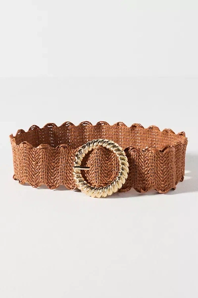 Anthropologie Stretch Shimmer Raffia Belt In Burgundy