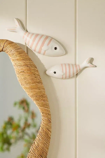 Anthropologie Stripe Fish Ceramic Gallery Wall Charms, Set Of 2 In Multi