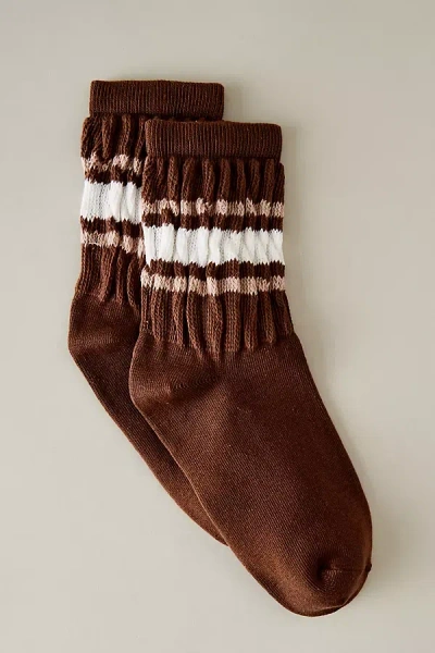 Anthropologie Stripe Slouch Socks In Brown