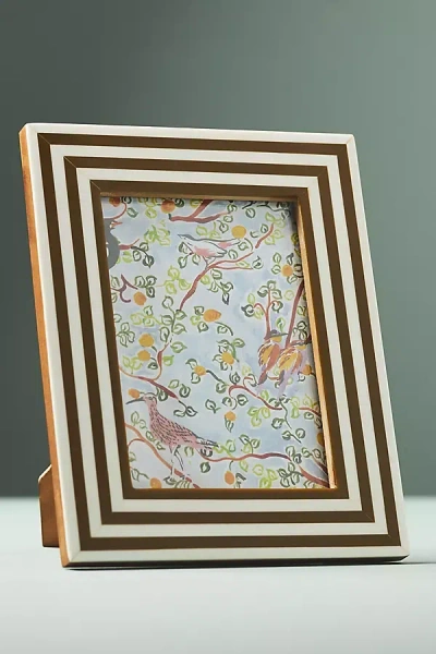 Anthropologie Striped Resin Frame In Brown