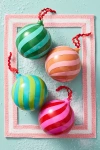 Anthropologie Striped Swirl Ornaments, Set Of 4 In Multi