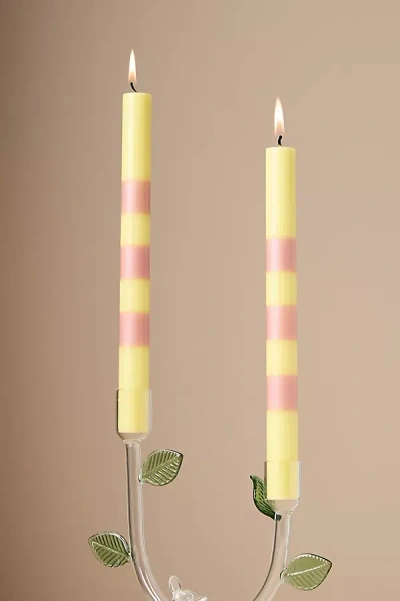 Anthropologie Striped Taper Candles, Set Of 2 In Multi