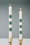 Anthropologie Striped Taper Candles, Set Of 2 In Green