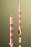 Anthropologie Striped Taper Candles, Set Of 2 In Pink