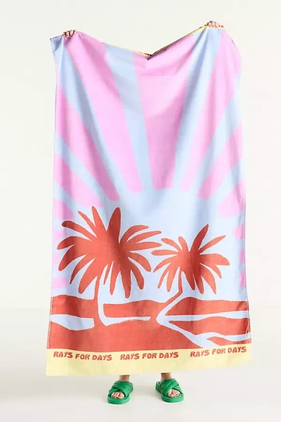 Anthropologie Summer Surf Cotton Printed Beach Towel In Pink