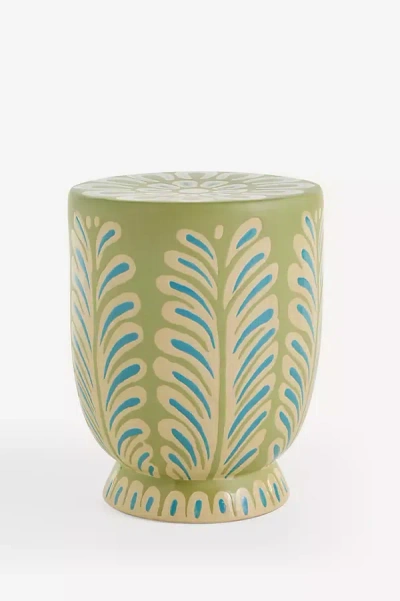 Anthropologie Sundaze Indoor/outdoor Ceramic Side Table In Green