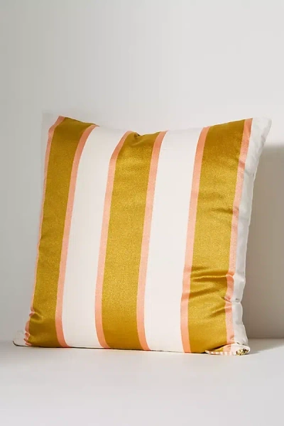 Anthropologie Sutton Cotton Printed Cushion In Gold