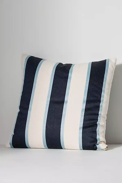 Anthropologie Sutton Cotton Printed Cushion In Blue