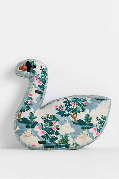 Anthropologie Swan Cotton Embellished Woven Shaped Pillow
