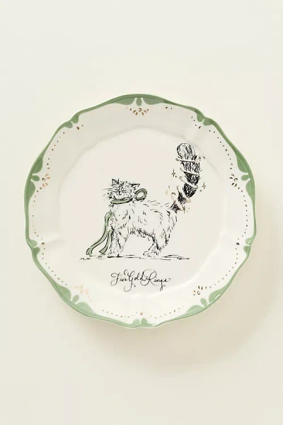 Anthropologie Swink 12 Days Of Christmas Dessert Plates In Green