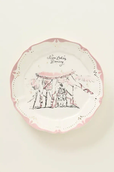 Anthropologie Swink 12 Days Of Christmas Dessert Plates In Pink