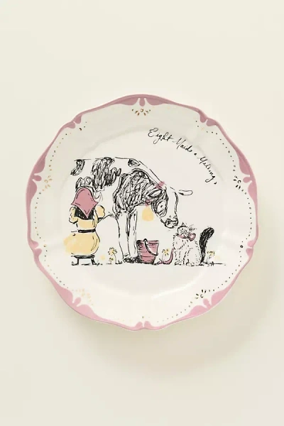 Anthropologie Swink 12 Days Of Christmas Dessert Plates In Pink