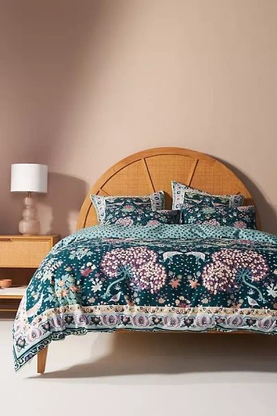 Anthropologie Tales Cotton Slub Printed Duvet Cover In Blue