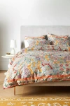 Anthropologie Tales Cotton Slub Printed Duvet Cover In Gray
