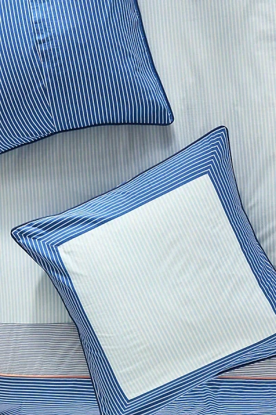Anthropologie Tales Cotton Slub Printed Euro Sham In Blue
