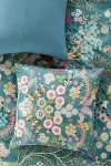 Anthropologie Paradise Organic Cotton Sateen Floral Printed Euro Sham In Green