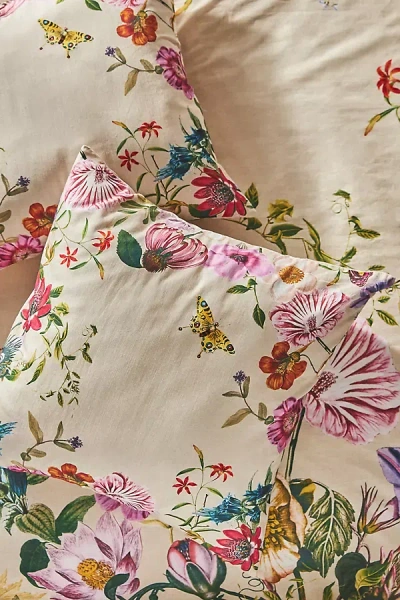 Anthropologie Tales Cotton Slub Printed Euro Sham In Neutral