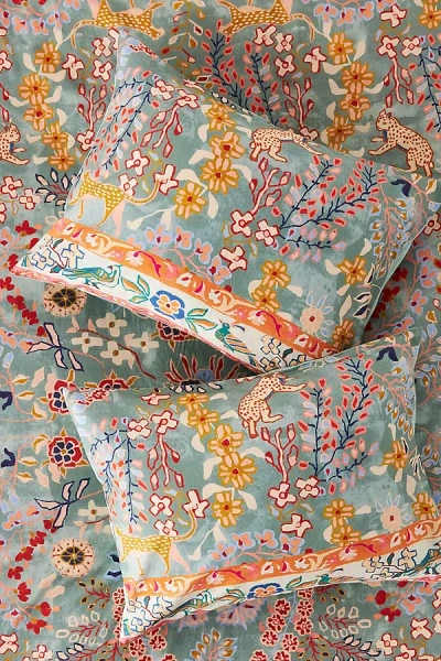 Anthropologie Tales Cotton Slub Printed Shams, Set Of 2 In Multi