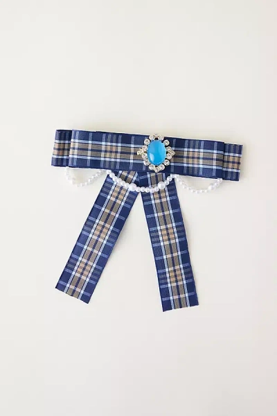 Anthropologie Tartan Bow Brooch In Gold
