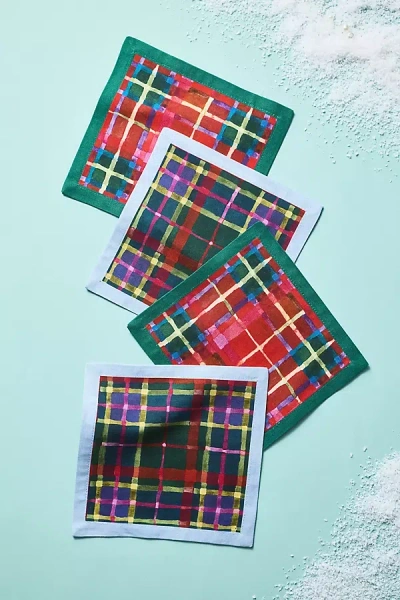 Anthropologie Tartan Cocktail Napkins, Set Of 4 In Multi