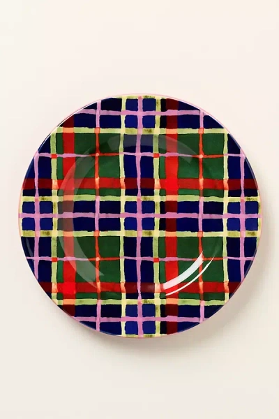 Anthropologie Tartan Stoneware Dessert Plate In Multi