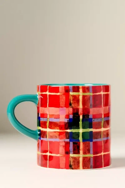 Anthropologie Tartan Stoneware Mug In Multi