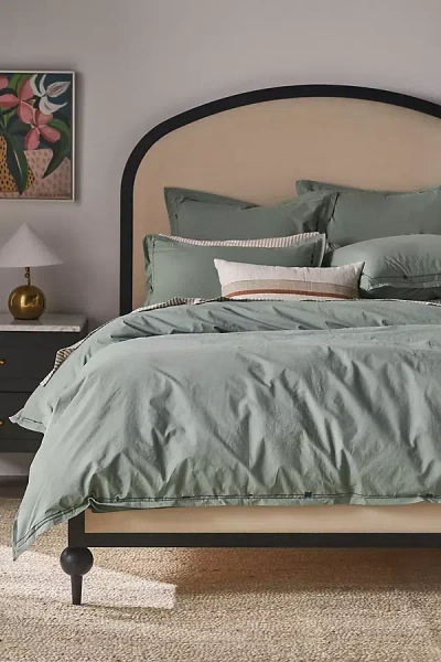 Anthropologie Taylor Organic Cotton Percale Embroidered Duvetu200b In Green