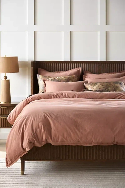 Anthropologie Taylor Organic Cotton Percale Embroidered Duvetu200b In Brown