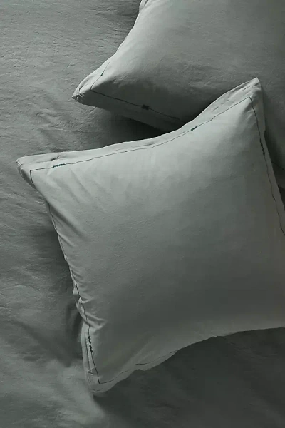 Anthropologie Taylor Organic Cotton Percale Embroidered Euro Sham In Gray