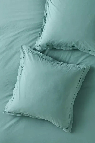 Anthropologie Taylor Organic Cotton Percale Embroidered Euro Sham In Green