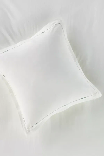 Anthropologie Taylor Organic Cotton Percale Embroidered Euro Sham In White
