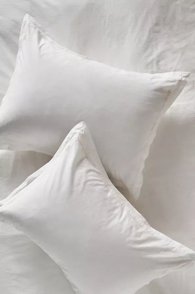 Anthropologie Taylor Organic Cotton Percale Embroidered Shams, Set Of 2 In White