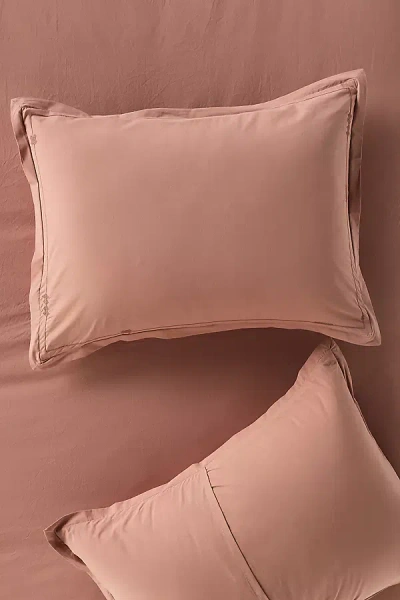 Anthropologie Taylor Organic Cotton Percale Embroidered Shams, Set Of 2 In Pink