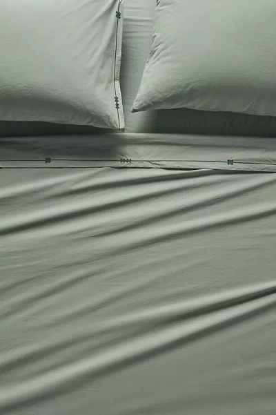 Anthropologie Taylor Organic Cotton Percale Embroidered Sheet Setu200b In Green