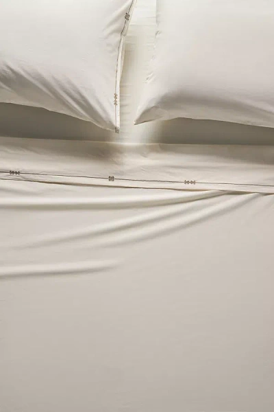 Anthropologie Taylor Organic Cotton Percale Embroidered Sheet Setu200b In White