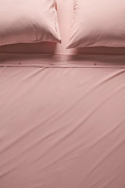 Anthropologie Taylor Organic Cotton Percale Embroidered Sheet Setu200b In Pink